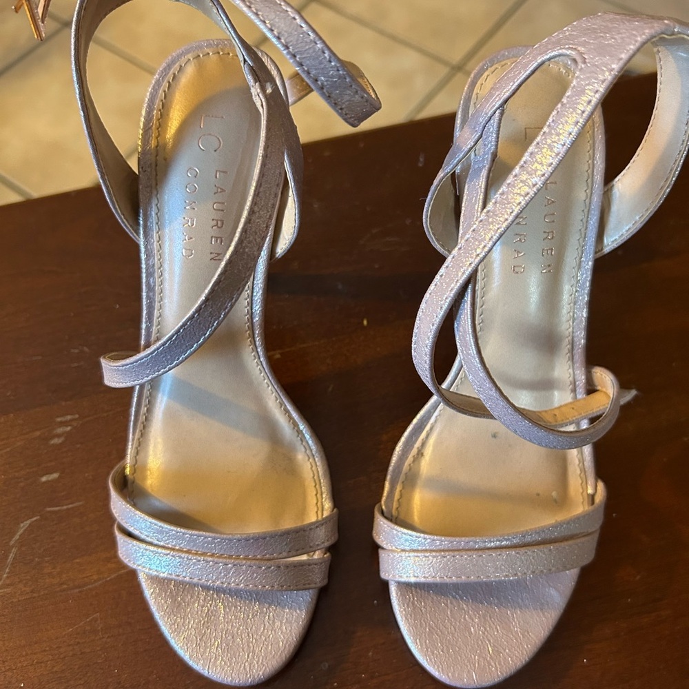 LC Lauren Conrad Women's Rose Gold Strappy Heels